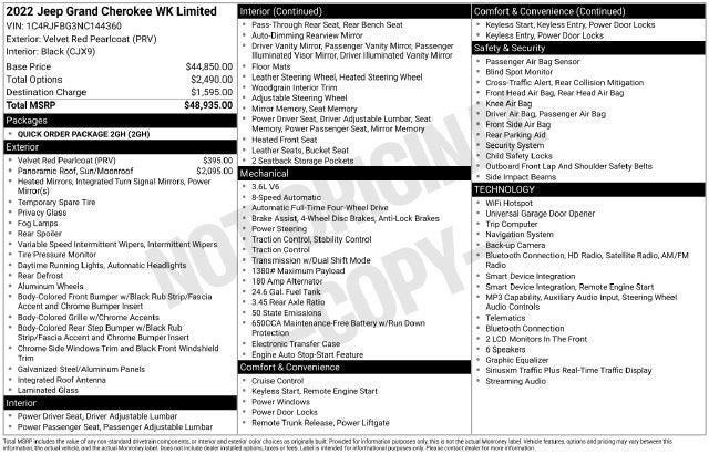 2022 Jeep Grand Cherokee WK Limited 4x4