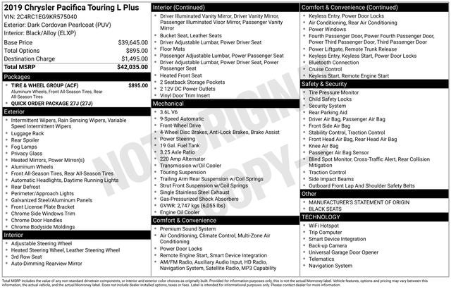 2019 Chrysler Pacifica Touring L Plus