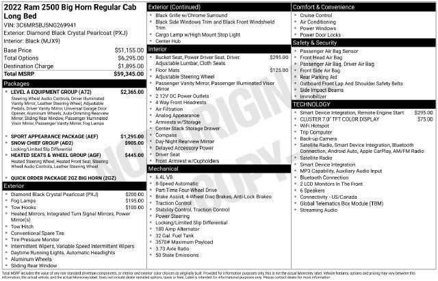 2022 RAM 2500 Big Horn Regular Cab 4x4 8' Box