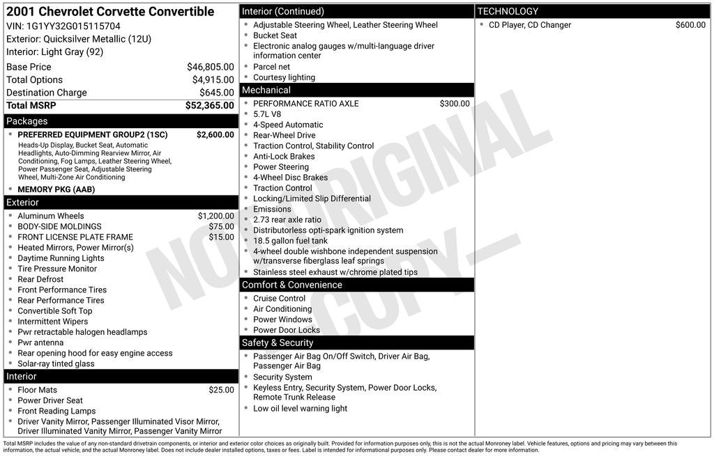 2001 Chevrolet Corvette Base