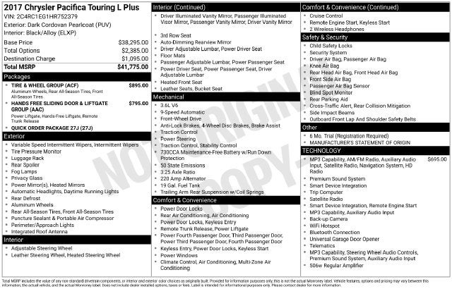 2017 Chrysler Pacifica Touring L Plus