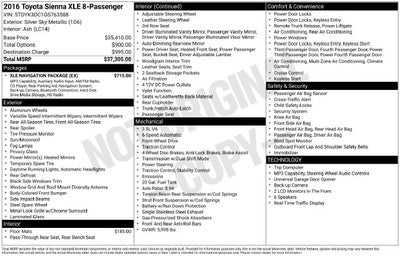 2016 Toyota Sienna XLE 8 Passenger